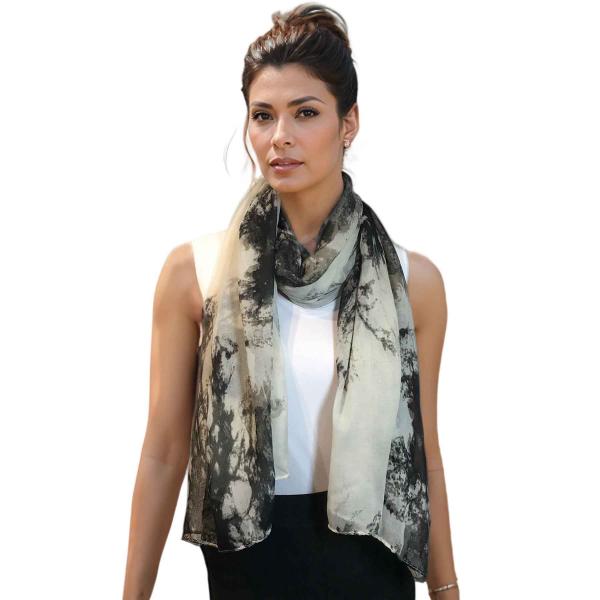 Wholesale 3861 - Assorted Cotton Feel Summer Scarves 3306 - White<br>
Earthy Tie Dye Summer Scarves - 35