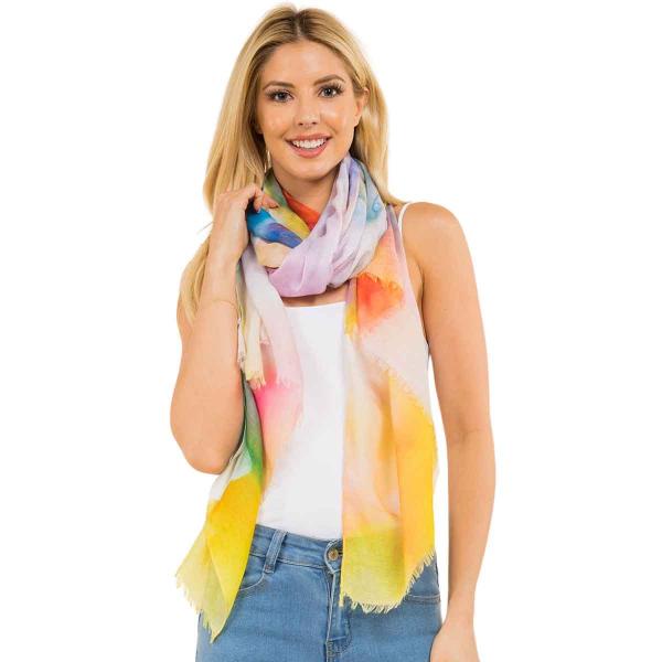 Wholesale 3861 - Assorted Cotton Feel Summer Scarves 0002 - 02<br>
Watercolor Tie Dyed Scarf - 33