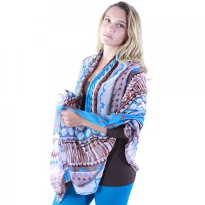 3861 - Assorted Cotton Feel Summer Scarves 1043 - Turquoise/Brown<br>
Geometric Print Scarf - 32