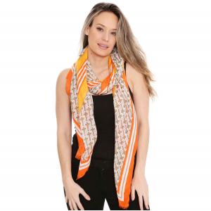 Wholesale 3861 - Assorted Cotton Feel Summer Scarves 1363 - Orange<br>
Circles and Stripes Scarf - 35