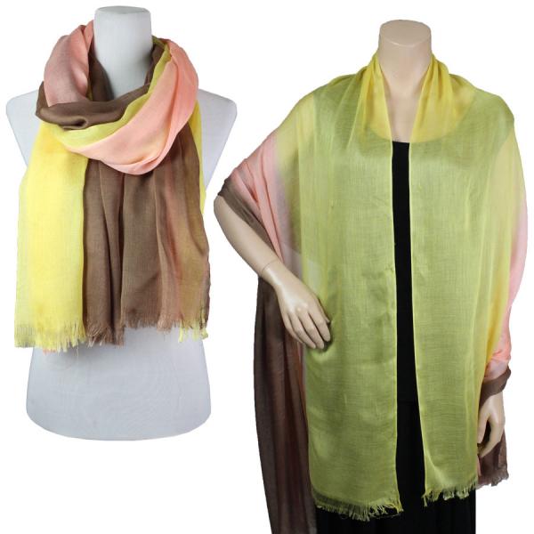 wholesale 3861 - Assorted Cotton Feel Summer Scarves 979 - Yellow-Brown Ombre
 - 30