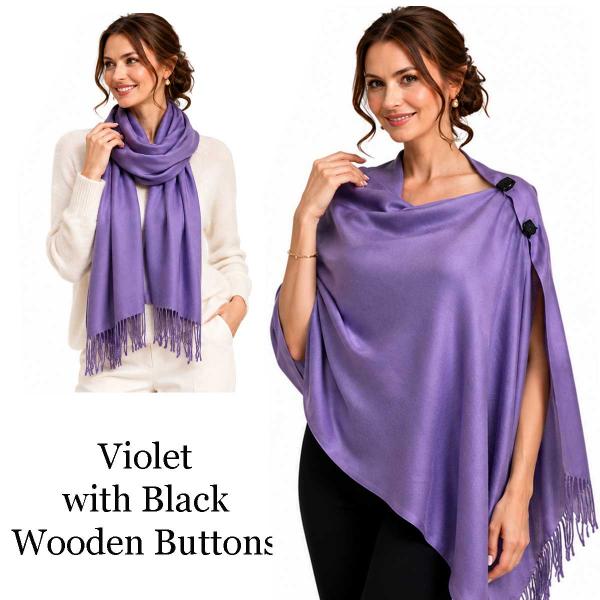 wholesale 3869 - Solid Pashmina  Button Shawls  #14<br>
Solid Violet - One Size Fits Most