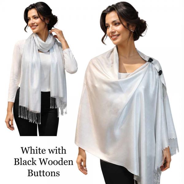 wholesale 3869 - Solid Pashmina  Button Shawls  #01<br>
White - One Size Fits Most