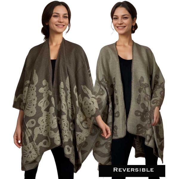 3873 - Assorted Fall/Winter Ruana Capes 10035 Taupe-Beige<br>
Reversible Ruana - One Size Fits Most