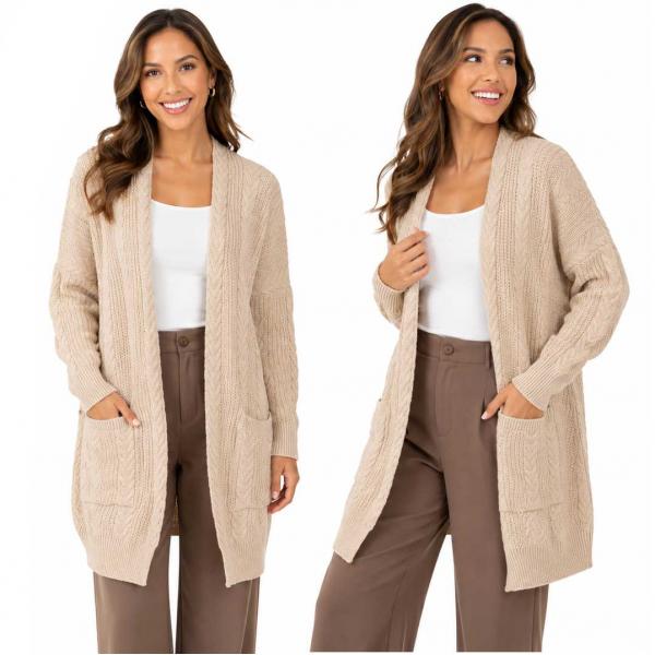 wholesale 5120 - Cable Knit Cardigans Cream   - One Size Fits Most