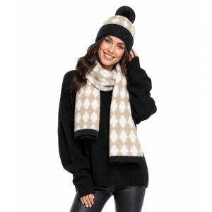 4044 - Argyle Cashmere Feel Hat and Scarf Sets 4044 - Black Border<br>
Argyle Print
 - One Size Hat/12
