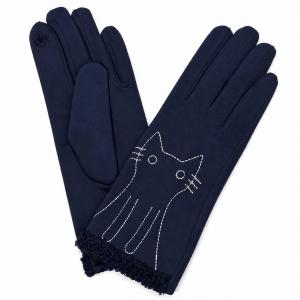 Wholesale 3897 - Cats and Dogs Motif Gloves 1224 - Blue Cat - 