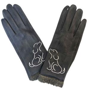 Wholesale 3897 - Cats and Dogs Motif Gloves 1226 - Grey Dog - 