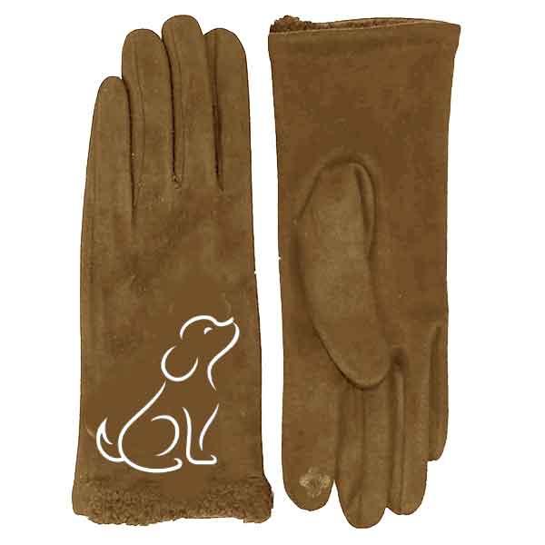 wholesale 3897 - Cat  and Dogs Motif Gloves 1226 - Camel Dog - 