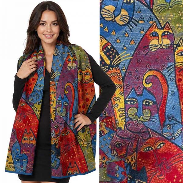 wholesale 3898 - Cashmere Feel Shawls 3956/A/01
Whimsical Cat Motif Design - 26' x 70