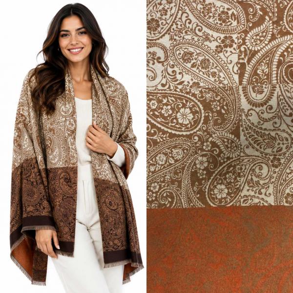 wholesale 3898 - Cashmere Feel Shawls 2968/04
Paisley Block Design  - 26' x 70