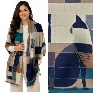 Wholesale 3898 - Cashmere Feel Shawls 2901/04
Cat Abstract Design  - 26' x 70