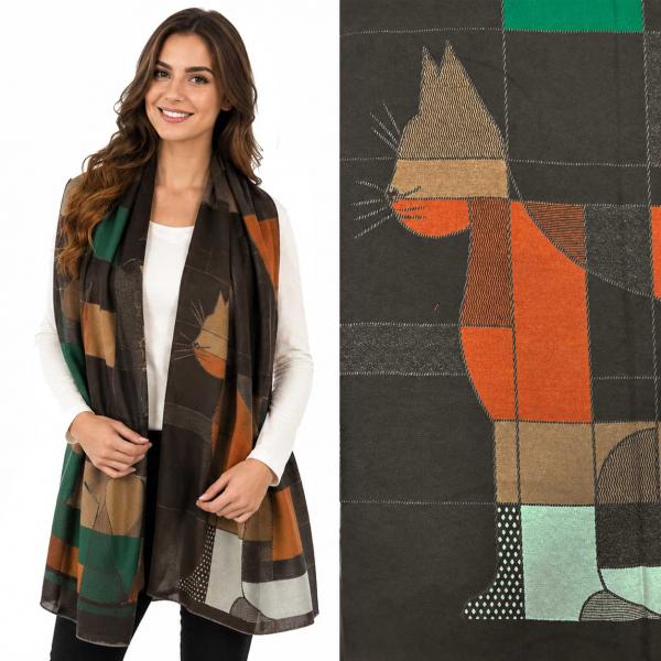 wholesale 3898 - Cashmere Feel Shawls 2901/05
Cat Abstract Design  - 26' x 70