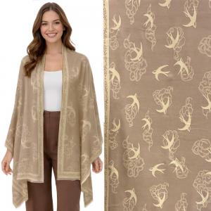 3898 - Cashmere Feel Shawls Doves/01
Dove Motif Design - 26' x 70