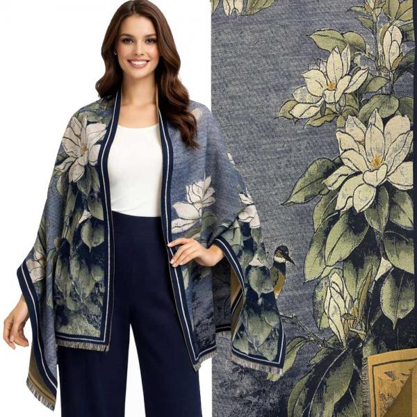 wholesale 3898 - Cashmere Feel Shawls 3957/04
Bird Motif Design - 26' x 70