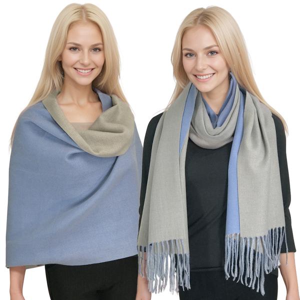 wholesale 2402/2404 - Cashmere Feel Scarves  2404 - Two Tone Blue - 26