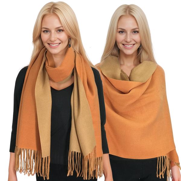 wholesale 2402/2404 - Cashmere Feel Scarves  2404 - Two Tone Orange - 26