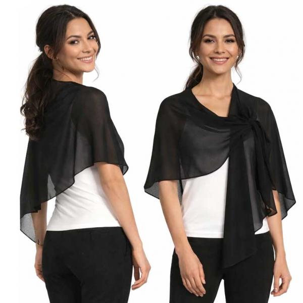 wholesale 3917/T - Georgette Pull Through Loop Wrap #017<br>
Black<br>
 - 