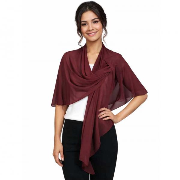 Wholesale 3917/T - Georgette Pull Through Loop Wrap #136<br>
Burgundy - 