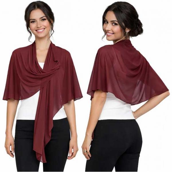wholesale 3917/T - Georgette Pull Through Loop Wrap #136<br>
Burgundy - 