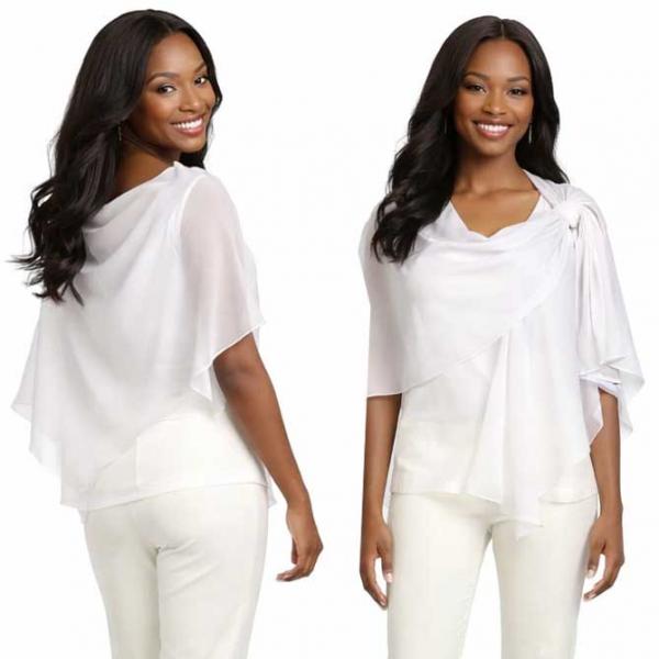 wholesale 3917/T - Georgette Pull Through Loop Wrap #016<br>
White - 