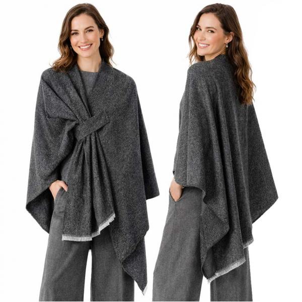 wholesale 3918/T - Twill Weave Loop Capes #08<br>
Black - 