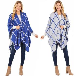 3919/T - Reversible Sueded Window Pane Loop Capes #12<br>
Blue/White - 