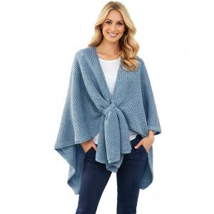 3921/T - Waffle Weave Loop Capes #04<br>
Denim Blue  - 