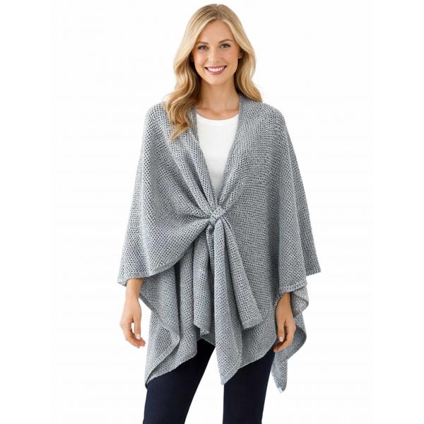 wholesale 3921/T - Waffle Weave Loop Capes #02<br>
Light Grey - 