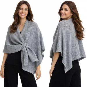 3921/T - Waffle Weave Loop Capes #02<br>
Light Grey - 