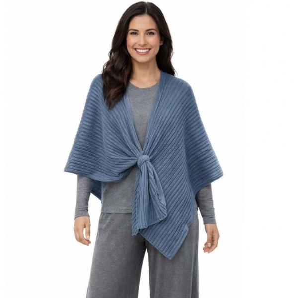 wholesale 3922/T - Ribbed Knit Loop Shawl #02<br>
Denim Blue 
 - 