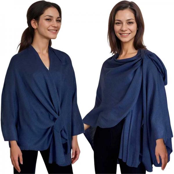 wholesale 3934 - Cashmere Feel Double Loop Cape Prussian Blue - One Size Fits Most