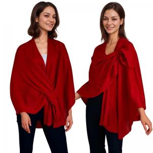 3934 - Cashmere Feel Double Loop Cape Red - One Size Fits Most