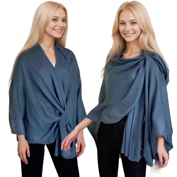 wholesale 3934 - Cashmere Feel Double Loop Cape Steel Blue - One Size Fits Most