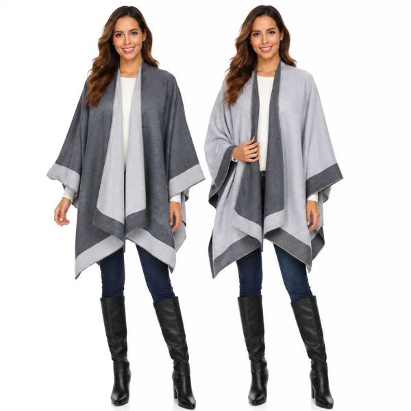 wholesale 220/T - Two Tone Reversible Capes #01<br>
Charcoal/Light Grey - 