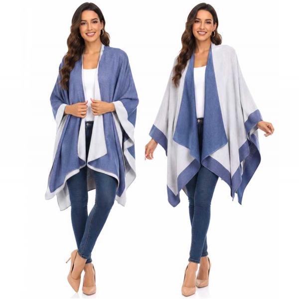 wholesale 220/T - Two Tone Reversible Capes #08<br>
Blue/Grey - 