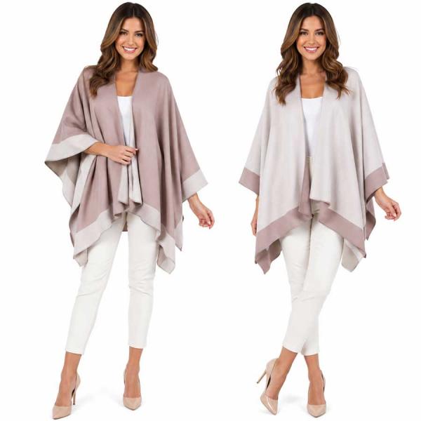 wholesale 220/T - Two Tone Reversible Capes #10<br>
Taupe/Beige - 