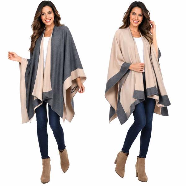 wholesale 220/T - Two Tone Reversible Capes #13<br>
Charcoal/Tan - 