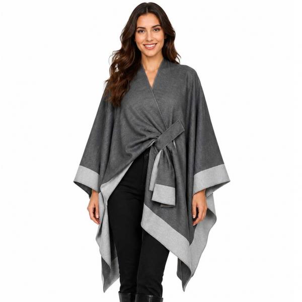 wholesale 305 - Two Tone Loop Capes #07<br>
Black/Grey - 
