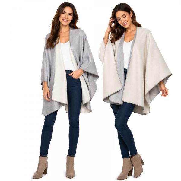 wholesale 342  - Reversible Capes #03<br>
Grey/Light Grey - 
