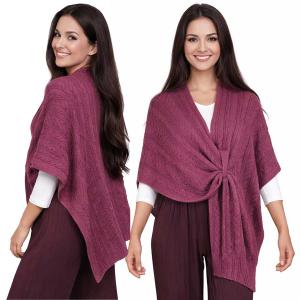 3939/T - Cable Knit Ruana with Loop #05<br>
Magenta - 