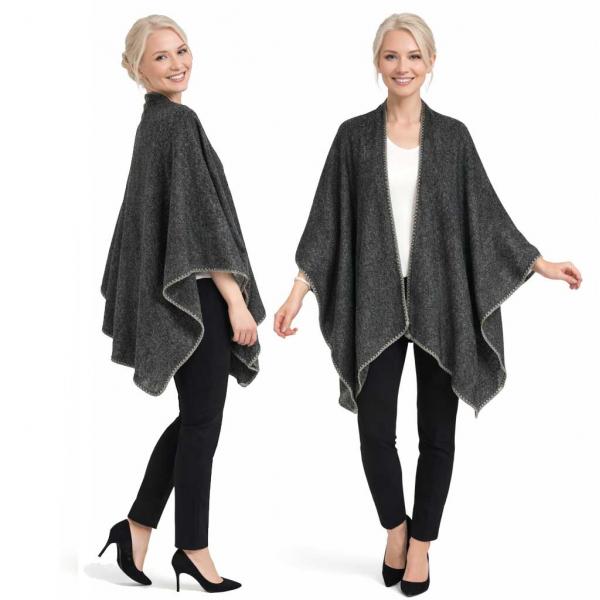 wholesale 3952 - Sparkle Design Ruana Capes 5133 - Dark Tweed with Sparkle - One Size Fits Most