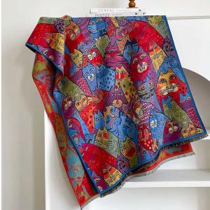 3956 - Cat Design Shawls A/01<br>
Bright Cat Print - 26