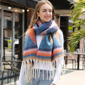 2418 - Fringed Winter Shawls 2418 - Orange Mix - 17