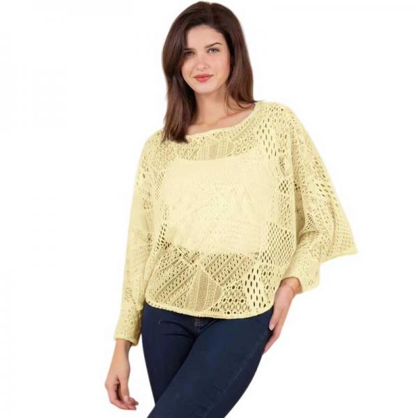 wholesale 1805 - Lace Knit Poncho/Top with Sleeves Cream - 
