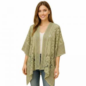 Wholesale 4337 - Chenille Knit Kimono Sage - One Size Fits Most