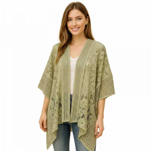 wholesale 4337 - Chenille Knit Kimono Sage - One Size Fits Most