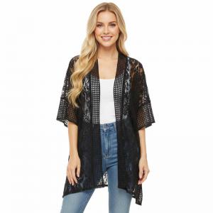 Wholesale 4337 - Chenille Knit Kimono Black - One Size Fits Most