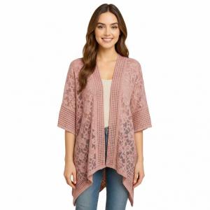 Wholesale 4337 - Chenille Knit Kimono Light Pink - One Size Fits Most
