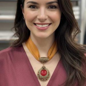 3964 - Satin Victorian Pendant Necklaces #30 - Brass  - 